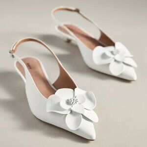 Anthropologie Maeve Floral Slingback Heels 37